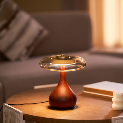 Quilven Walnussholz-Tischlampe im Mid-Century-Stil