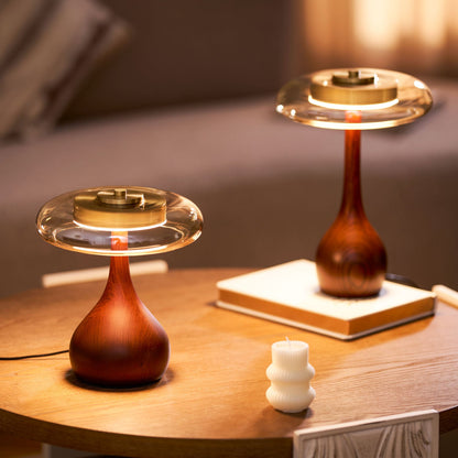 Quilven Walnussholz-Tischlampe im Mid-Century-Stil