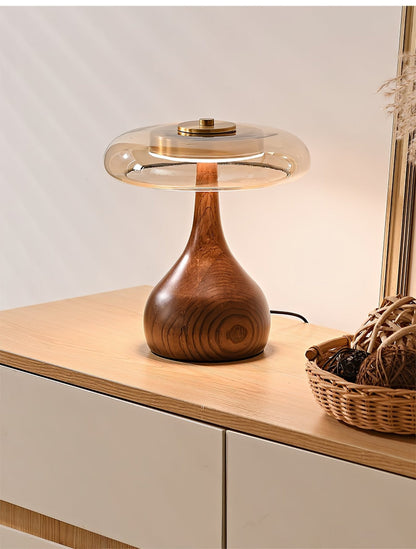 Quilven Walnussholz-Tischlampe im Mid-Century-Stil