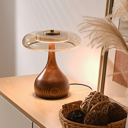 Quilven Walnussholz-Tischlampe im Mid-Century-Stil