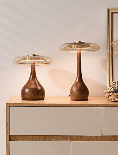 Quilven Walnussholz-Tischlampe im Mid-Century-Stil