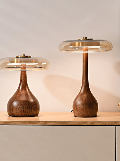 Quilven Walnussholz-Tischlampe im Mid-Century-Stil