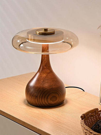 Quilven Walnussholz-Tischlampe im Mid-Century-Stil