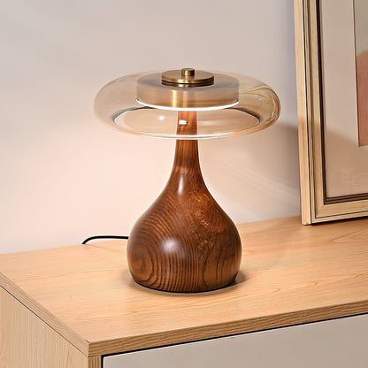 Quilven Walnussholz-Tischlampe im Mid-Century-Stil
