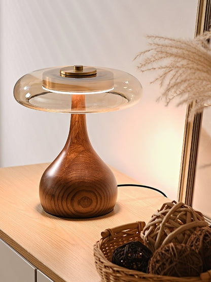 Quilven Walnussholz-Tischlampe im Mid-Century-Stil