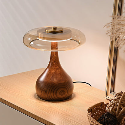 Quilven Walnussholz-Tischlampe im Mid-Century-Stil