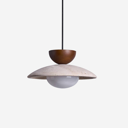 Moderne Pendelleuchte aus Travertin und Glas
