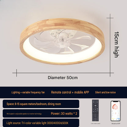 Japanischer Holz-Deckenventilator mit Licht bündig montiert