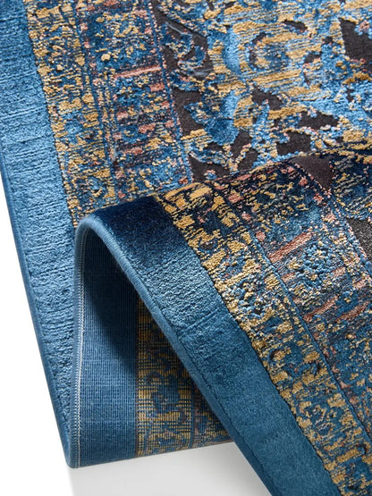 Blauer Vintage-Teppich Wohnzimmer