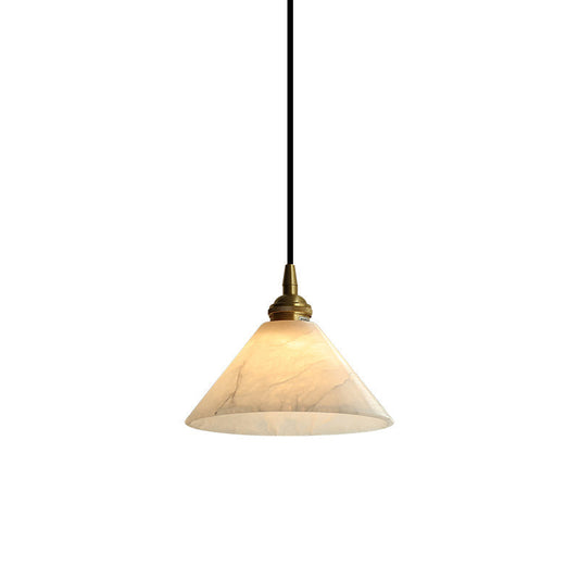 Pendelleuchte mit Alabasterkegel aus Messing