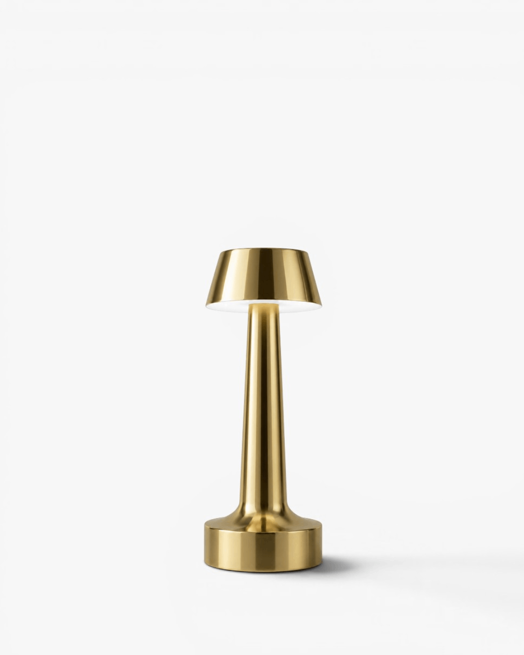 Konische kabellose Tischlampe aus Messing