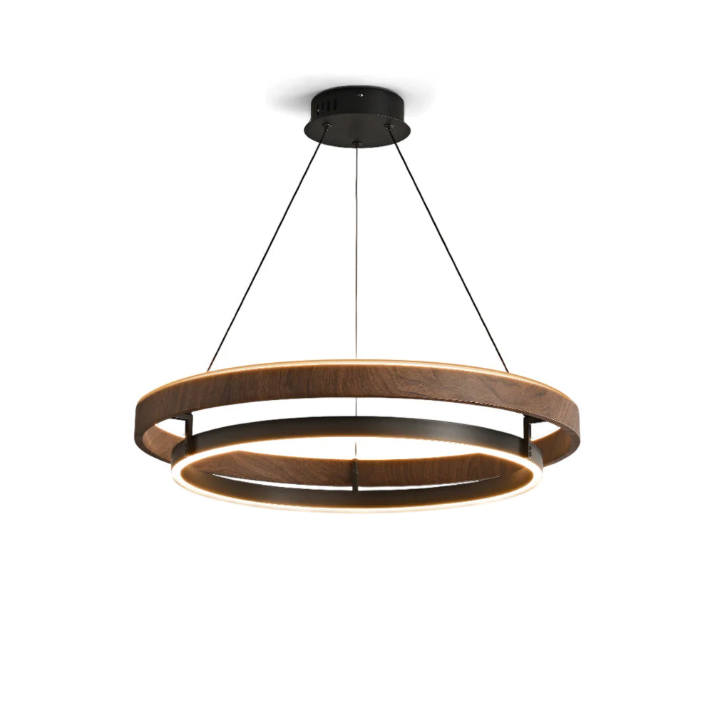 Doppelring-Walnuss-LED-Kronleuchter