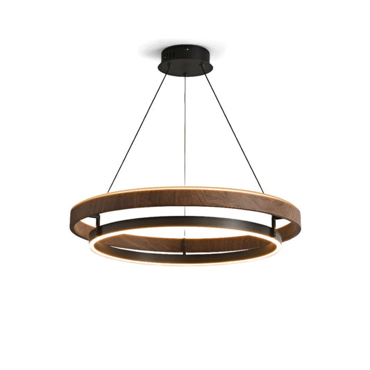 Doppelring-Walnuss-LED-Kronleuchter