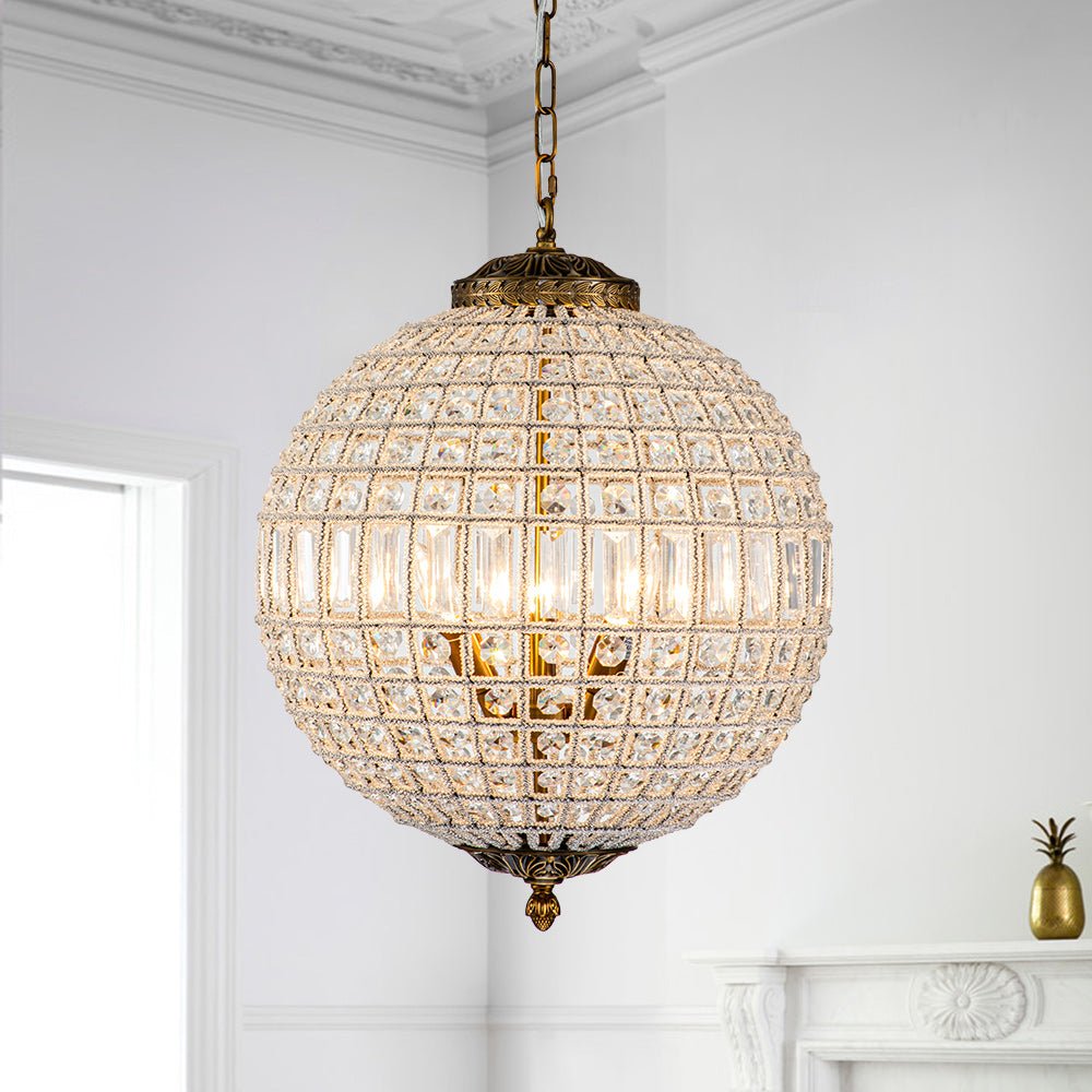 Crystavelle Regency-Messing-Kristallkugel-Kronleuchter