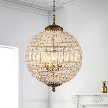 Crystavelle Regency-Messing-Kristallkugel-Kronleuchter