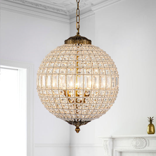 Crystavelle Regency-Messing-Kristallkugel-Kronleuchter