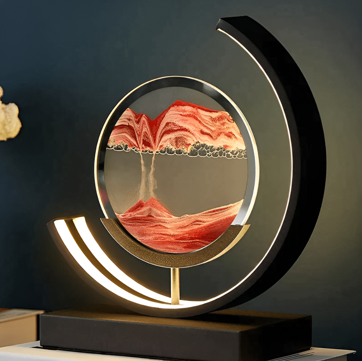 Sandveil minimalistische Aluminium-Tischlampe mit Sandkunst