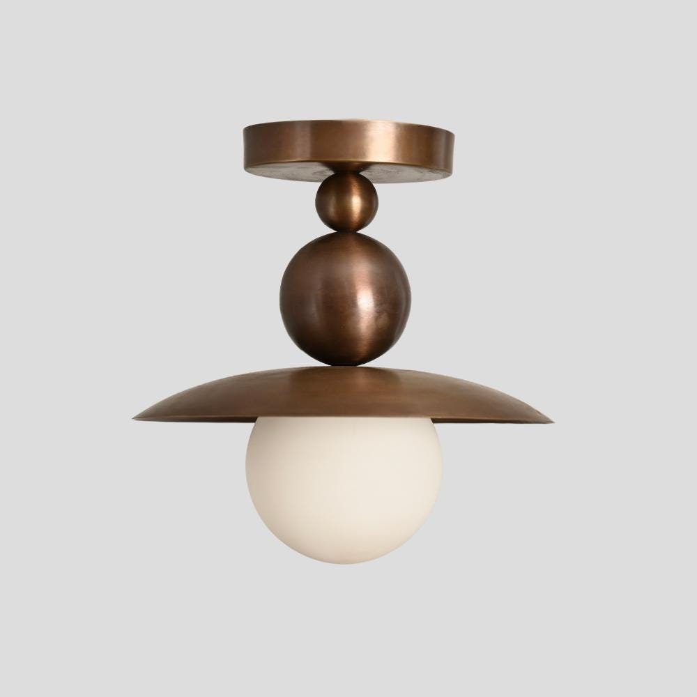 Seravin halbbündige Leuchte im Mid-Century-Stil mit Messing-Globus