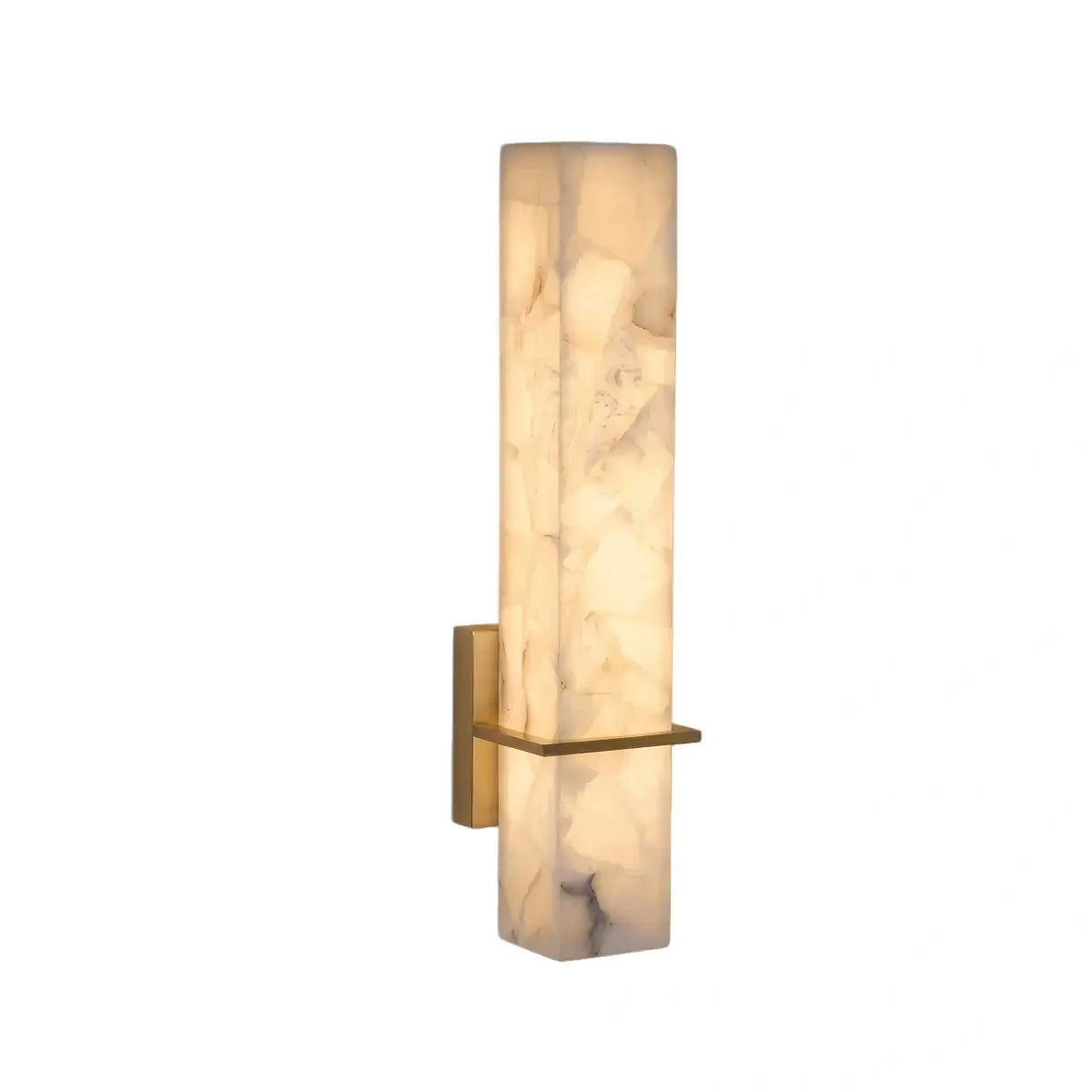 Wandlampe „Quader“ aus Alabaster und Messing