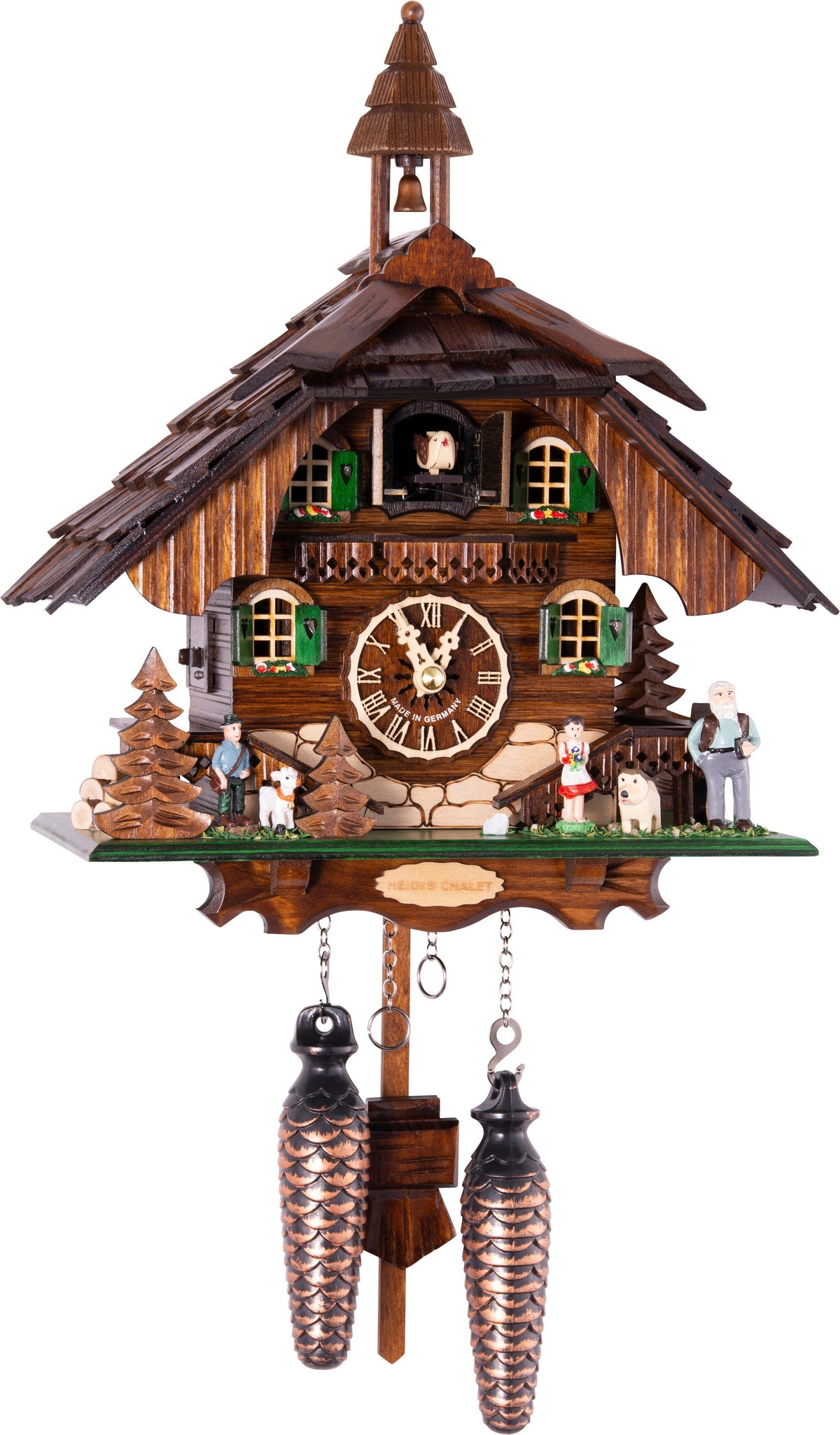Almvera alpine Holz-Kuckucksuhr im Chalet-Stil