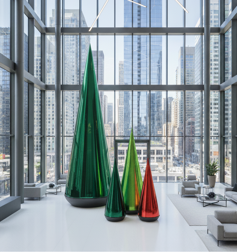 Glintora Moderner metallischer aufblasbarer Weihnachtsbaum aus PVC