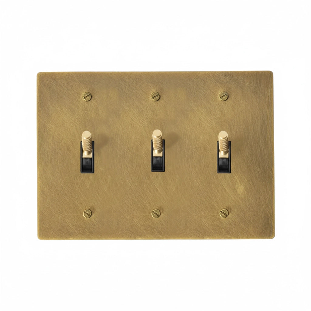 Ebrona Vintage Messing-Rändelkippschalter mit 3 Gängen