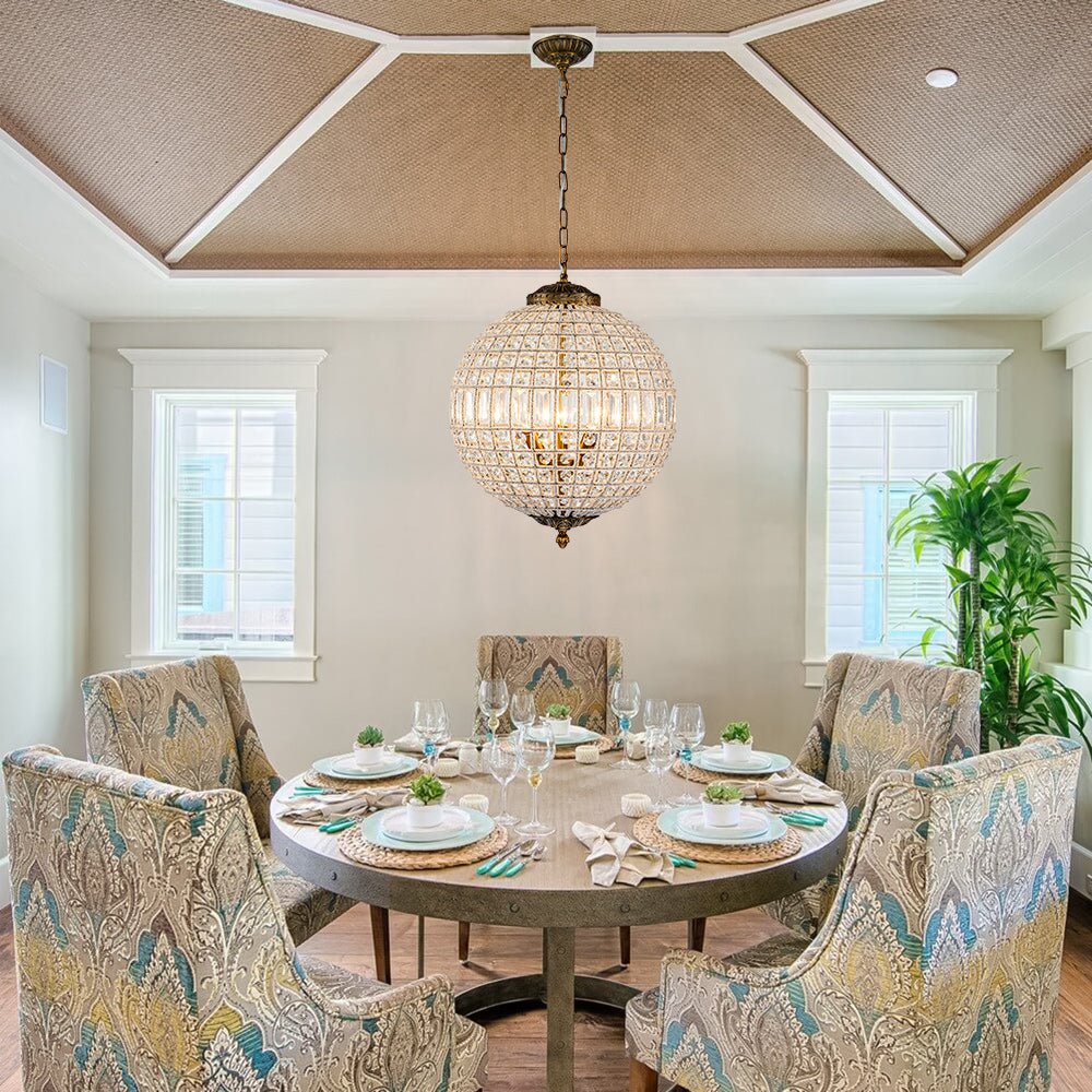Crystavelle Regency-Messing-Kristallkugel-Kronleuchter