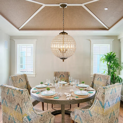 Crystavelle Regency-Messing-Kristallkugel-Kronleuchter