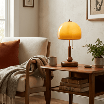 Bricora Mid-Century-Walnuss-Tischleuchte