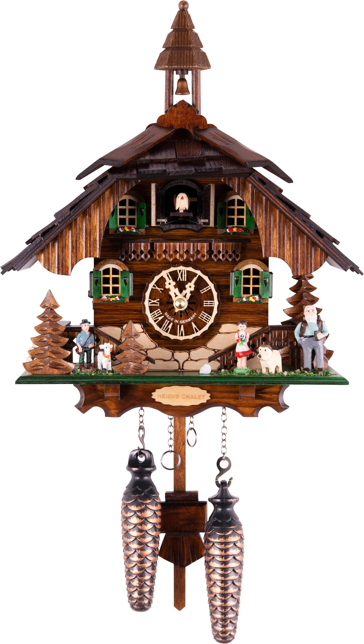 Almvera alpine Holz-Kuckucksuhr im Chalet-Stil