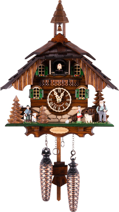 Almvera alpine Holz-Kuckucksuhr im Chalet-Stil