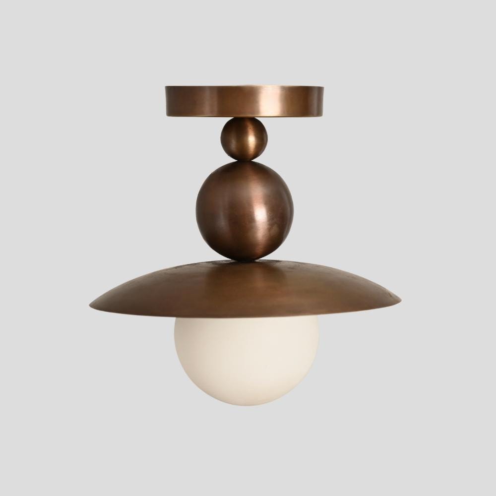 Seravin halbbündige Leuchte im Mid-Century-Stil mit Messing-Globus
