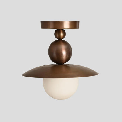 Seravin halbbündige Leuchte im Mid-Century-Stil mit Messing-Globus