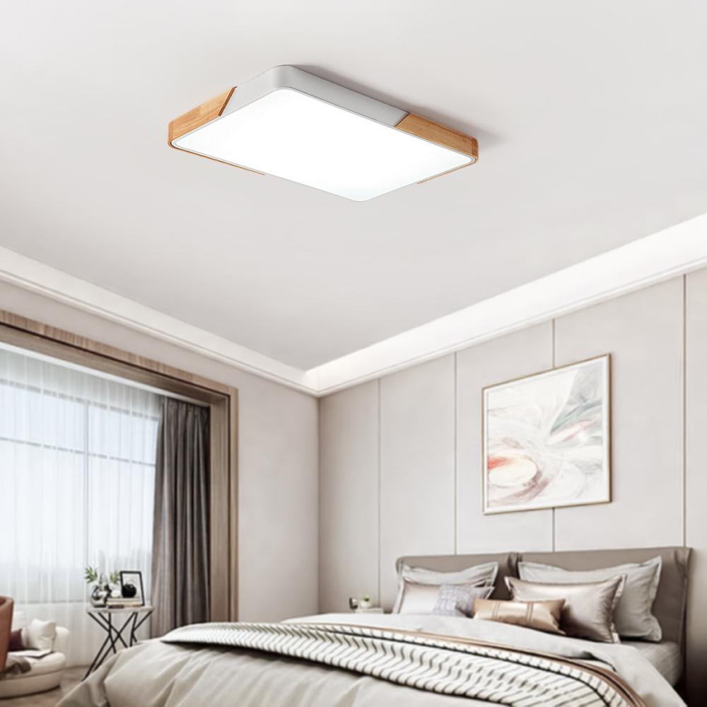 Quadrova rechteckige skandinavische LED-Deckenleuchte aus Holz