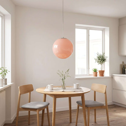 Pendelleuchte mit gewirbeltem Glaskugel-Schirm