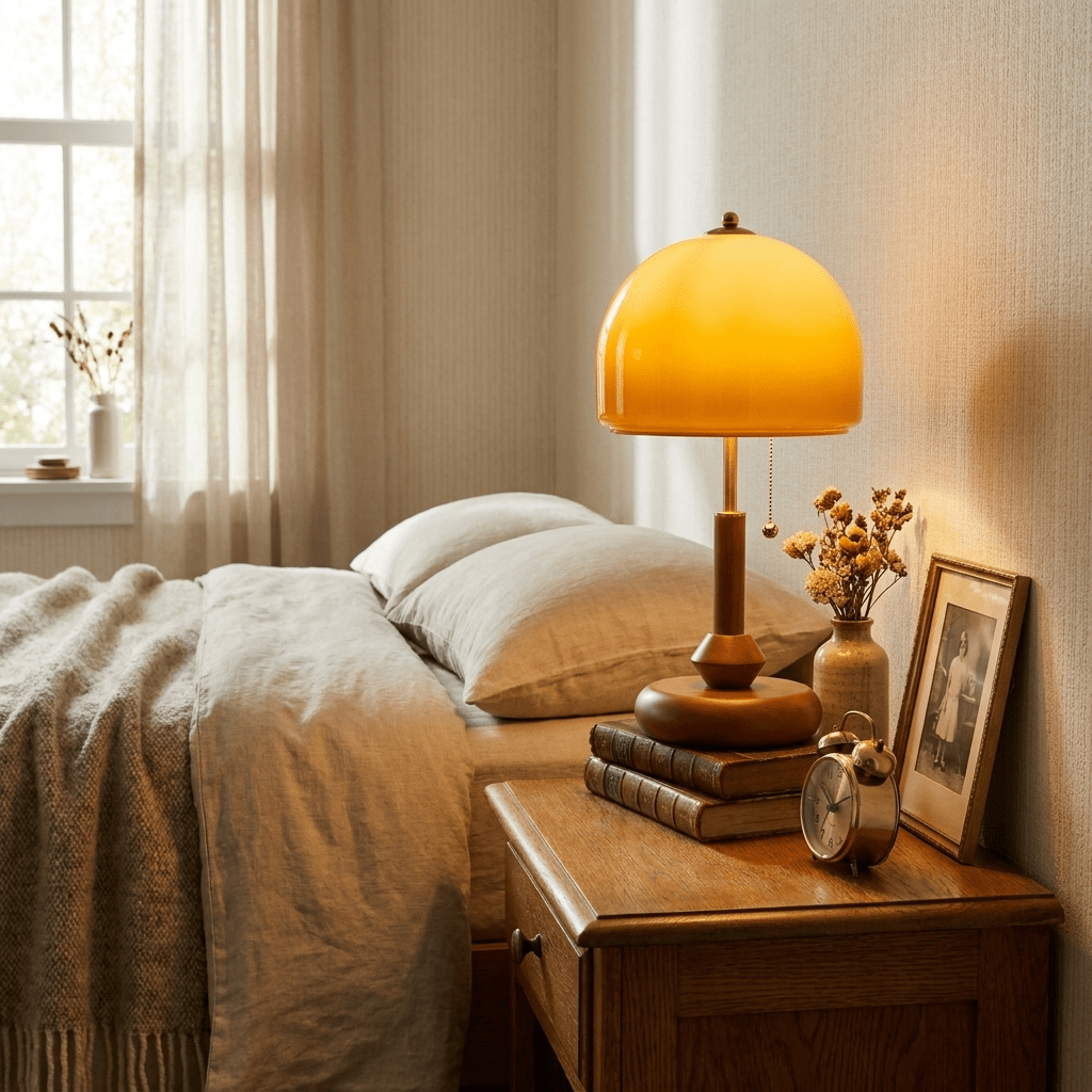 Bricora Mid-Century-Walnuss-Tischleuchte