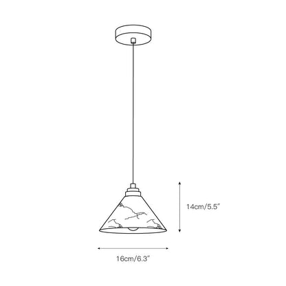 Pendelleuchte mit Alabasterkegel aus Messing