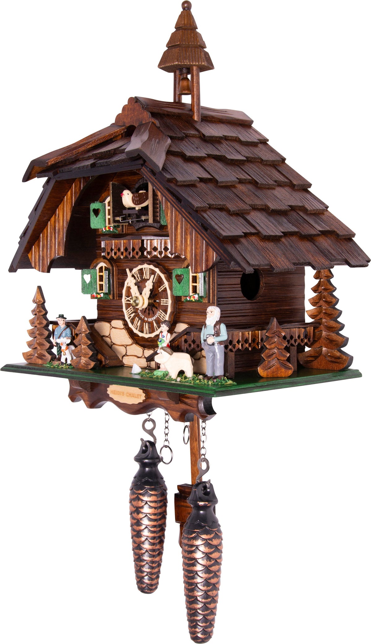 Almvera alpine Holz-Kuckucksuhr im Chalet-Stil