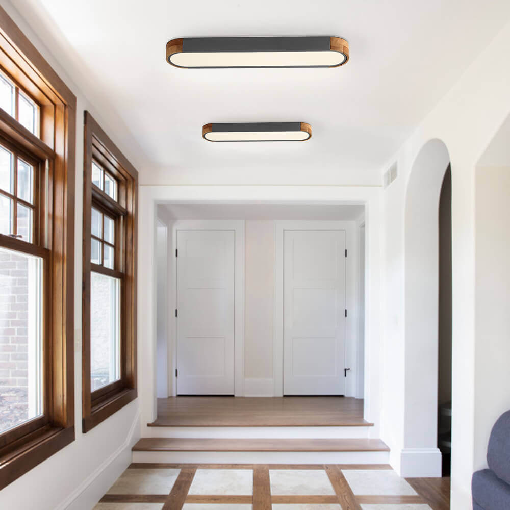 Ovalyn minimalistischer ovaler LED-Deckenleuchte aus Holz