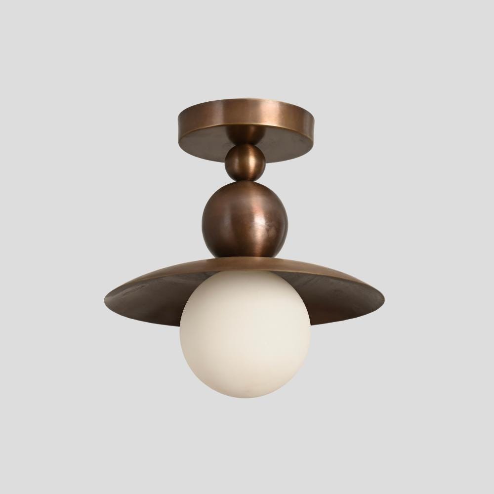 Seravin halbbündige Leuchte im Mid-Century-Stil mit Messing-Globus