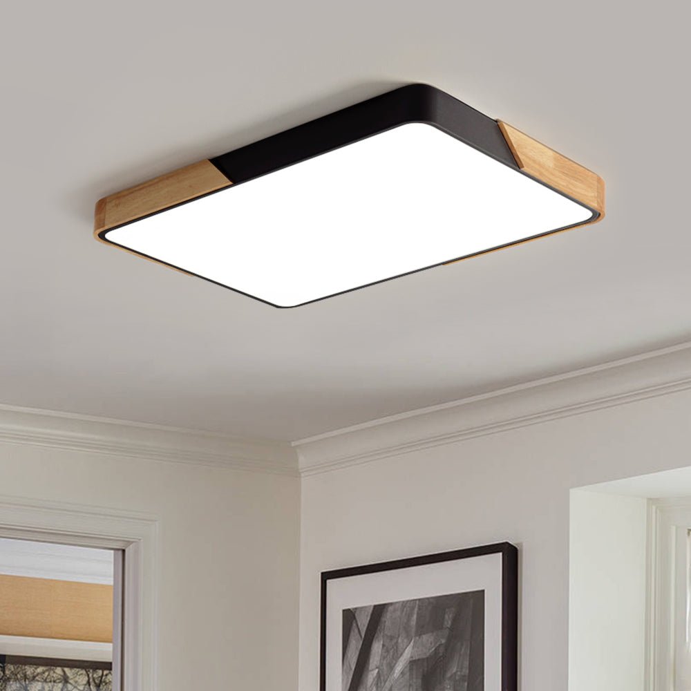 Quadrova rechteckige skandinavische LED-Deckenleuchte aus Holz