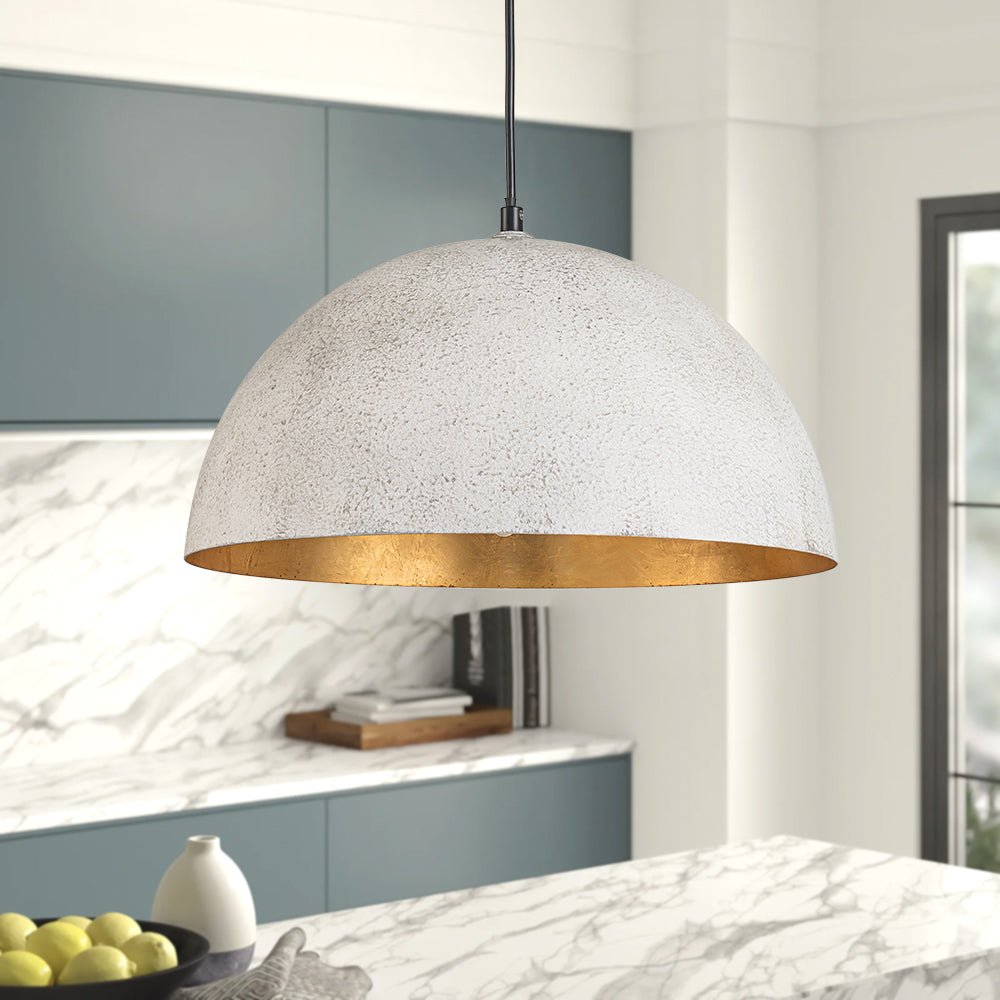 Domarra industrielle Pendelleuchte mit kuppelförmigem Lampenschirm aus Metall in Goldblatt-Optik