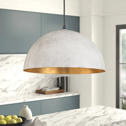Domarra industrielle Pendelleuchte mit kuppelförmigem Lampenschirm aus Metall in Goldblatt-Optik
