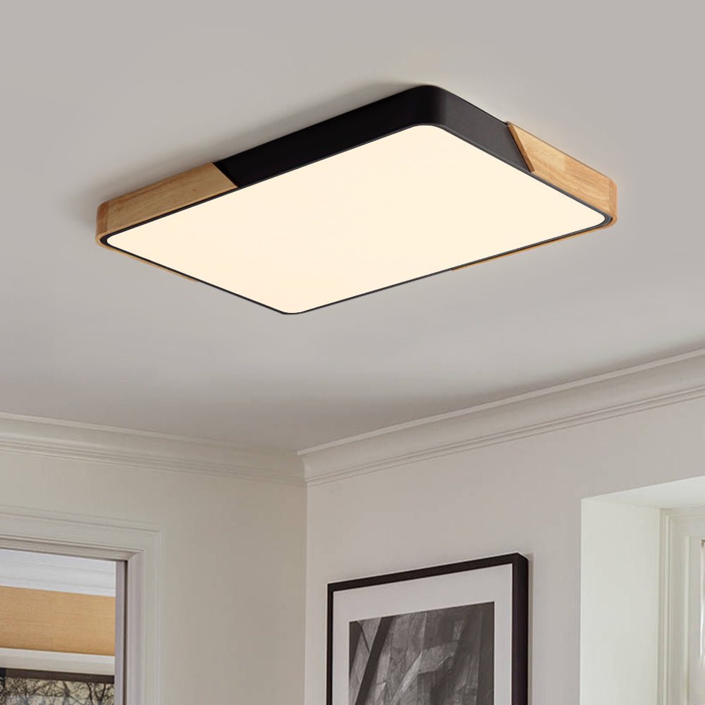 Quadrova rechteckige skandinavische LED-Deckenleuchte aus Holz