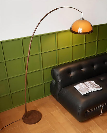 Halberon Bogen-Stehlampe aus Walnussholz