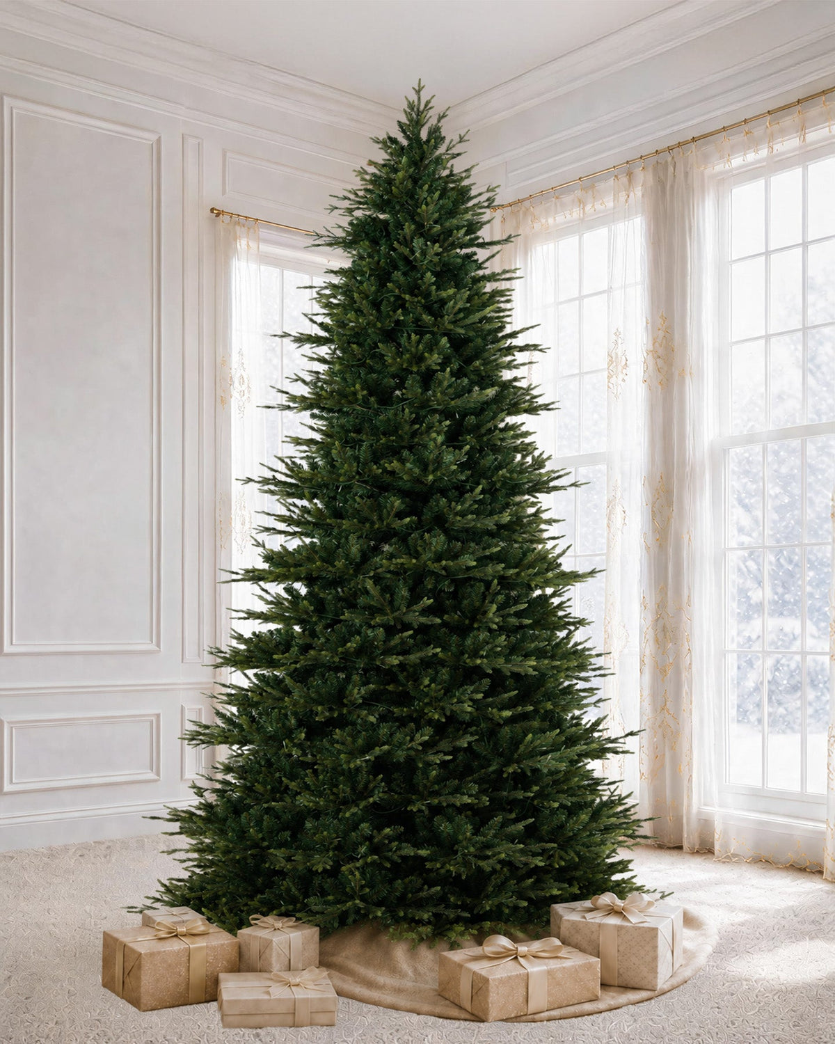 Skovra Klassischer PE/PVC-Weihnachtsbaum, 12 ft, vorbeleuchtet