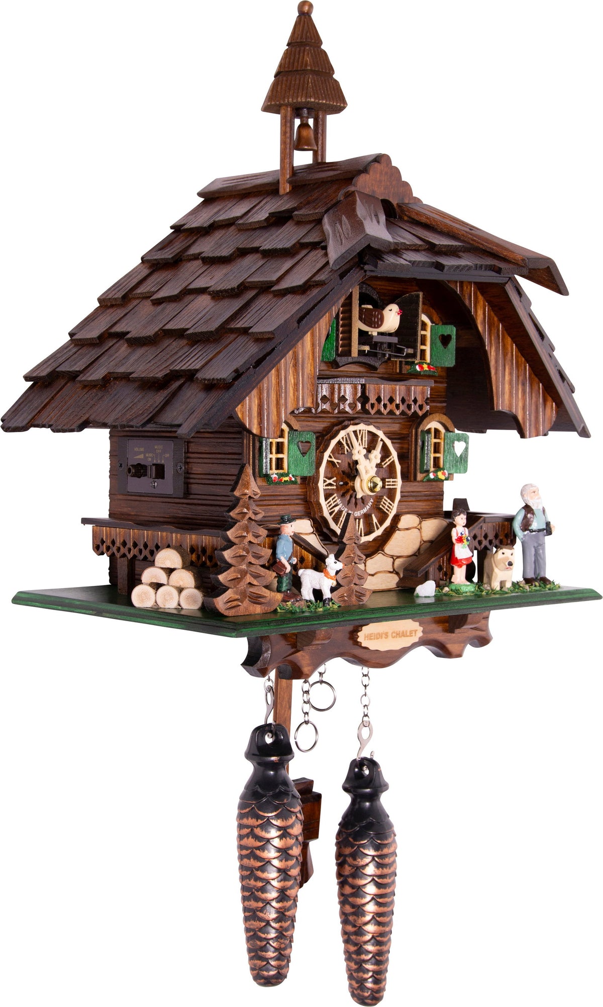 Almvera alpine Holz-Kuckucksuhr im Chalet-Stil
