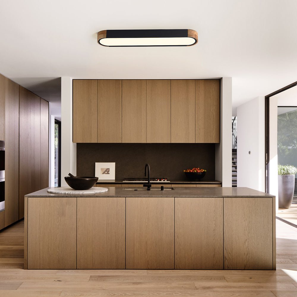 Ovalyn minimalistischer ovaler LED-Deckenleuchte aus Holz