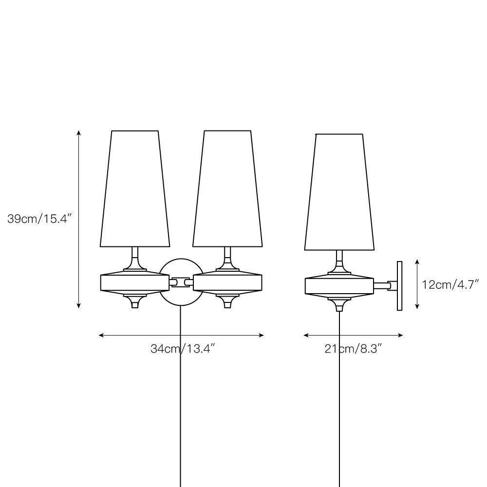 Wandlampe zum Einstecken aus Walnussholz und Messing