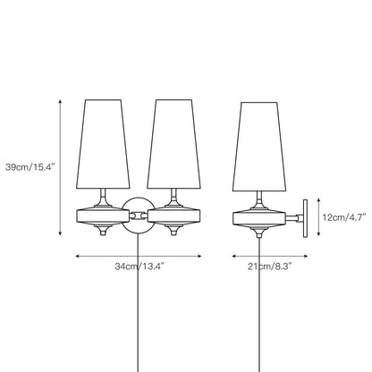 Wandlampe zum Einstecken aus Walnussholz und Messing